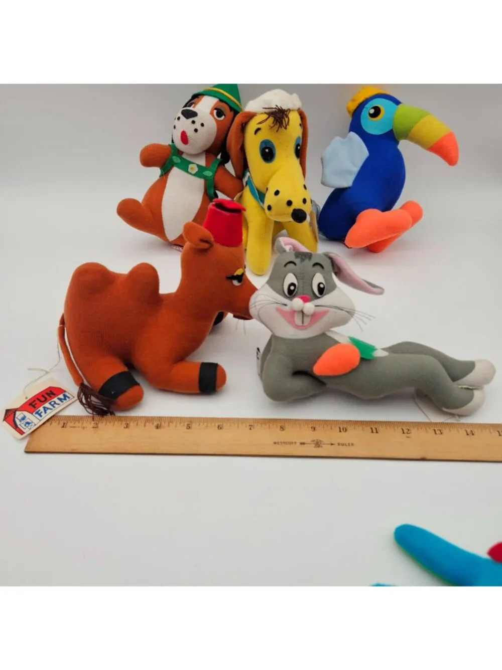 Lot of 6 Vintage 1970s Fun Farm Plush Animals Bugs Bunny Camel Dog Octopus